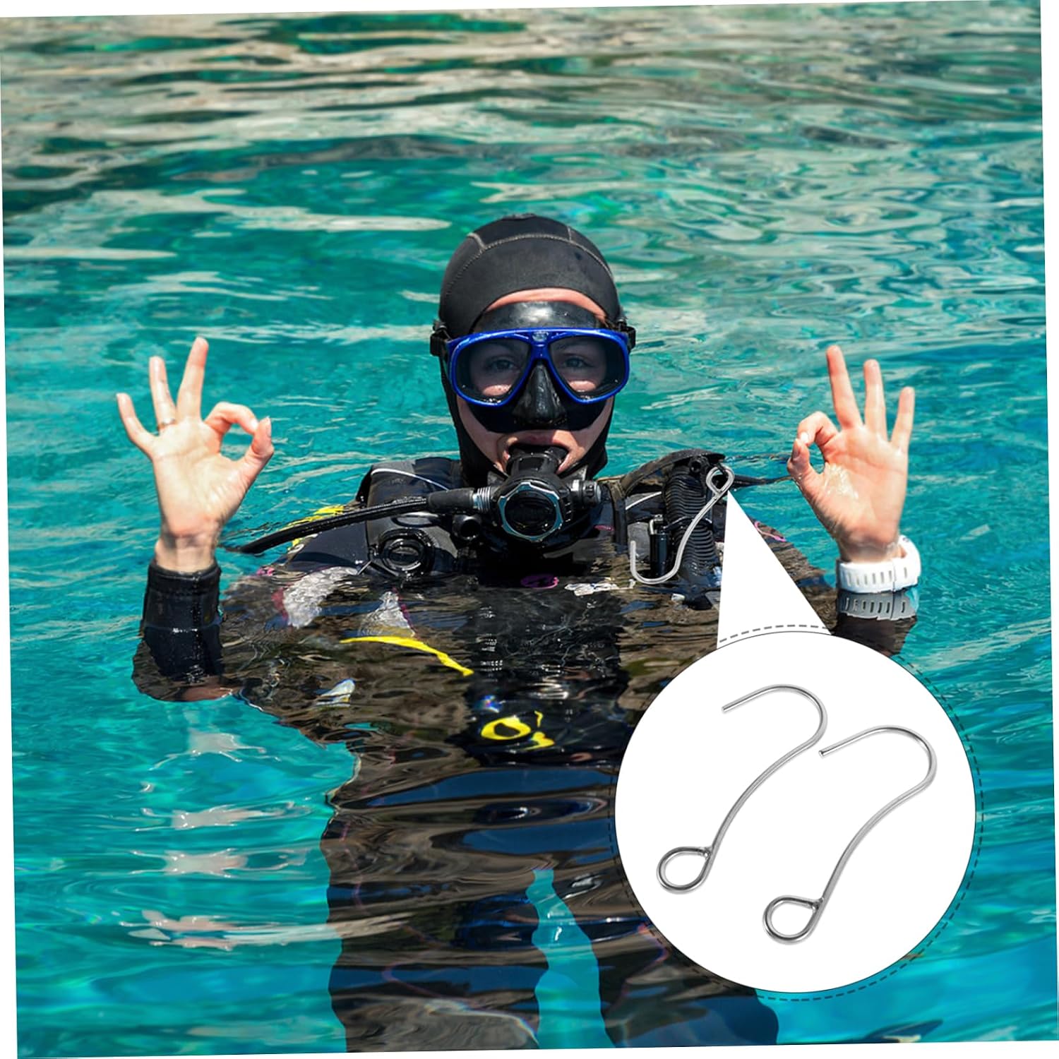 2pcs Stainless Steel Diving Hook Underwater Gear for Drift Diving User-Friendly Design for Enhanced Safety Versatile Scuba Single Hook