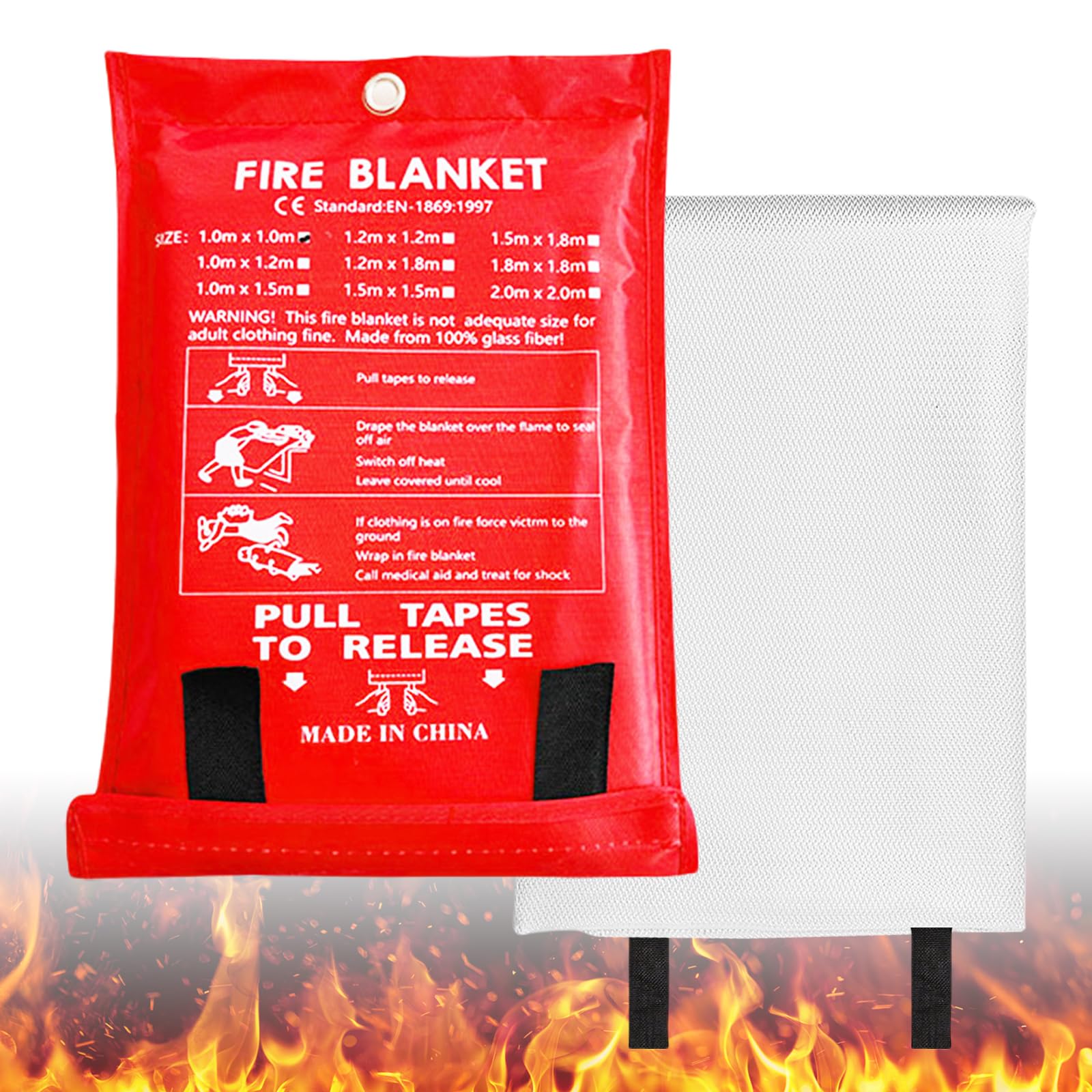 Mantas Ignífugas, 2 M X 2 M Manta Ignífuga, Manta Ignífuga Para Cocina, Manta Ignífuga De Fibra De Vidrio Para Incendios De Grasa, Incendios De Grasa, Cocina, Coche, Caravana, Etc