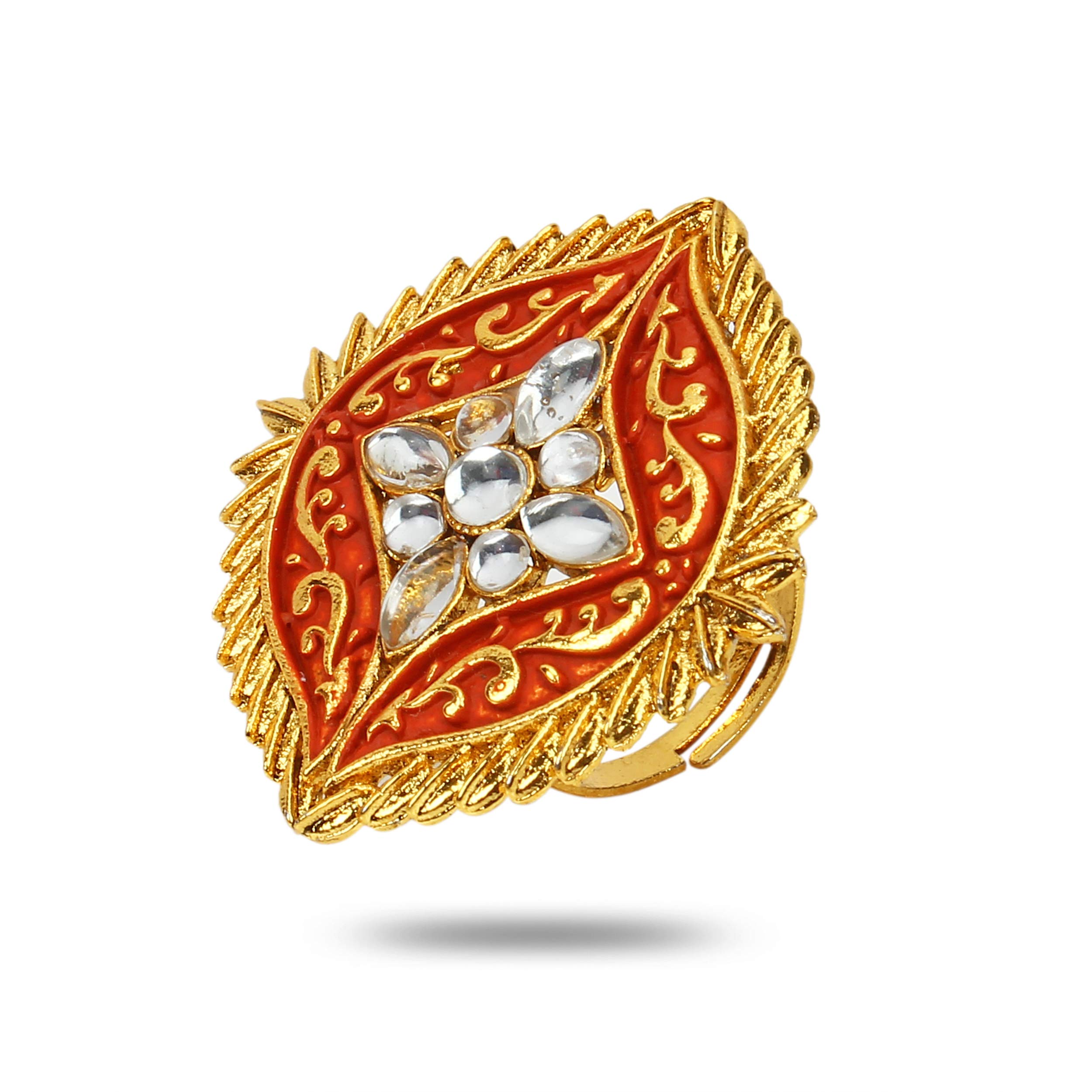 youbella Jewellery Stylish Kundan Polki Ring for Women and Girls (Adjustable Size)-picture-36