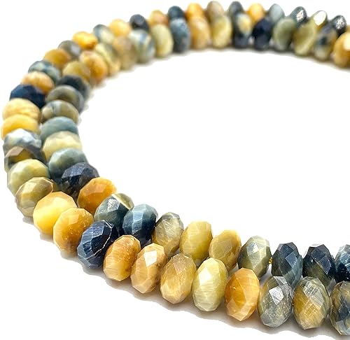 ABCGEMS - Cuentas africanas de ojo de tigre de 2 tonos (corte revolucionario de diamante que aporta un aspecto de gama alta a un facetado