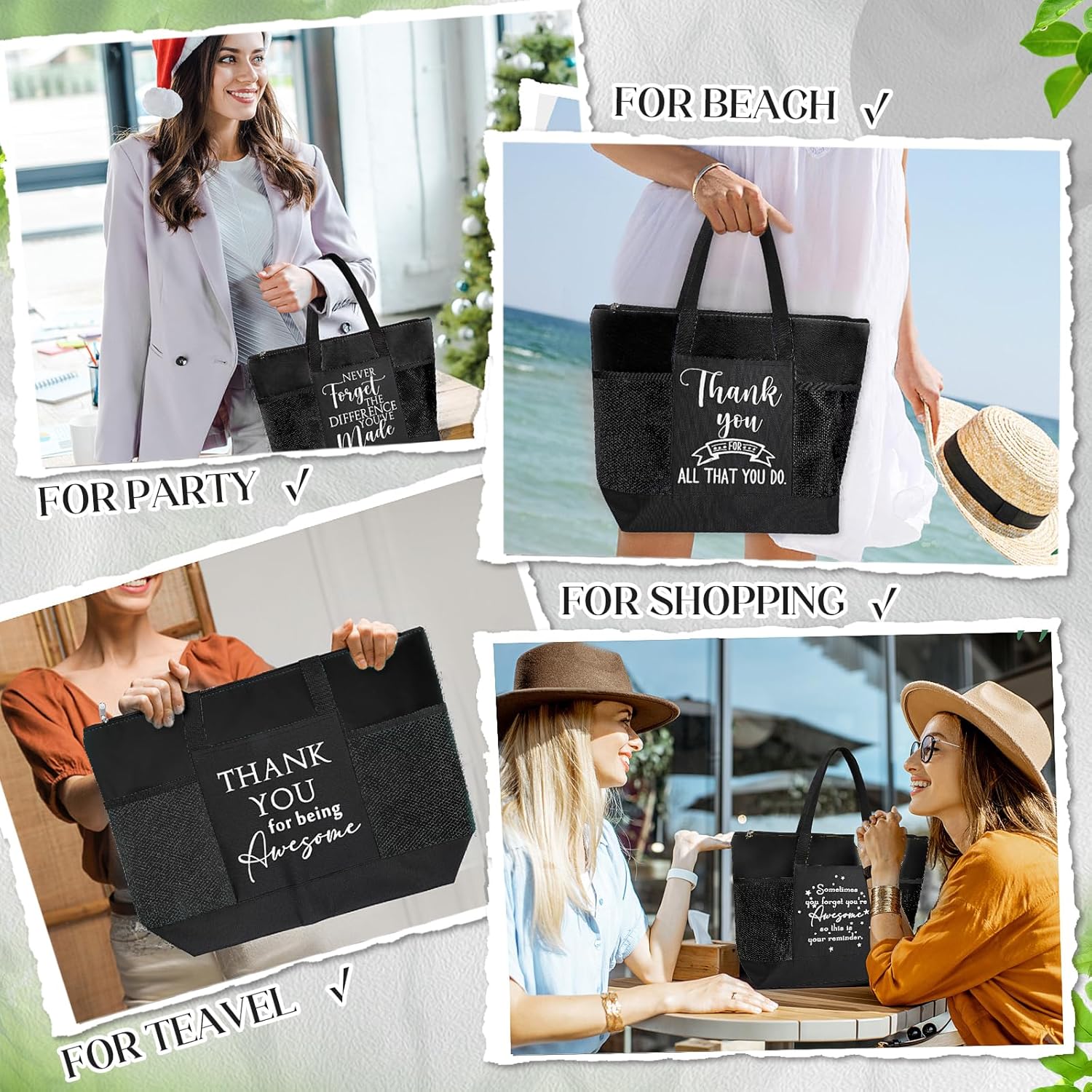 Paterr 10 Pcs Thank You Tote Bags Bulk for Women Appreciation Gift for Employee Teachers Coworker CNA Nurse Staff - Image 6