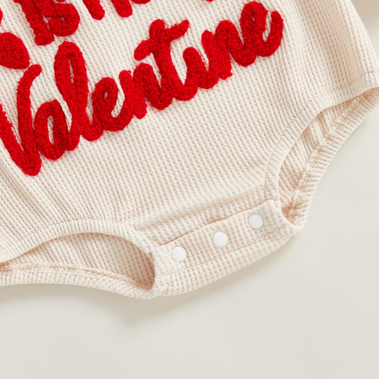 YINGISFITM Baby Girl Valentines Outfit Newborn Valentines Sweasthirt Shirt Bubble Romper Waffle Knit Onesie Spring Clothes - Image 4