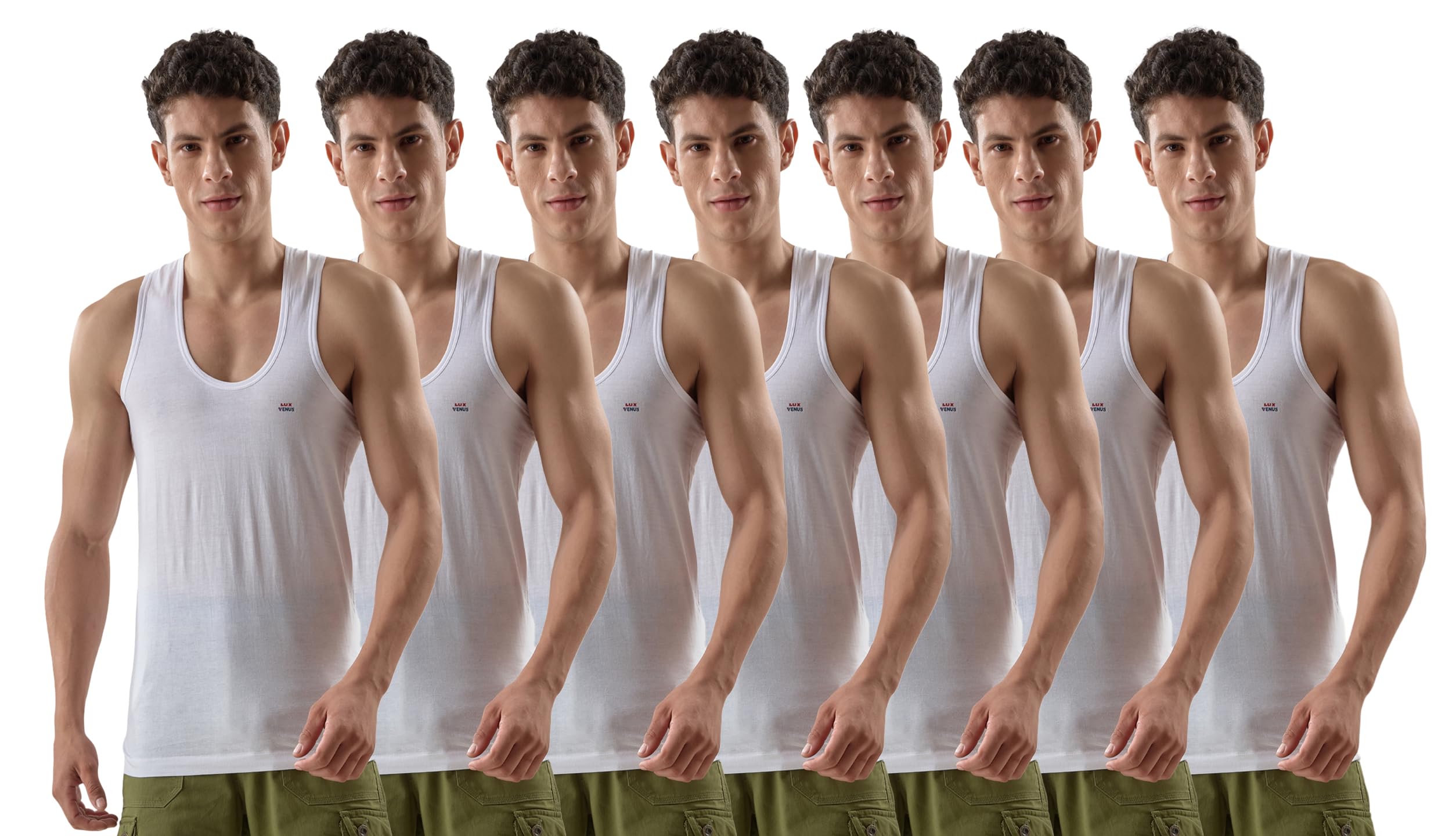 lux venus Vest for Men White | 100% Cotton | Pack of 7-picture-11