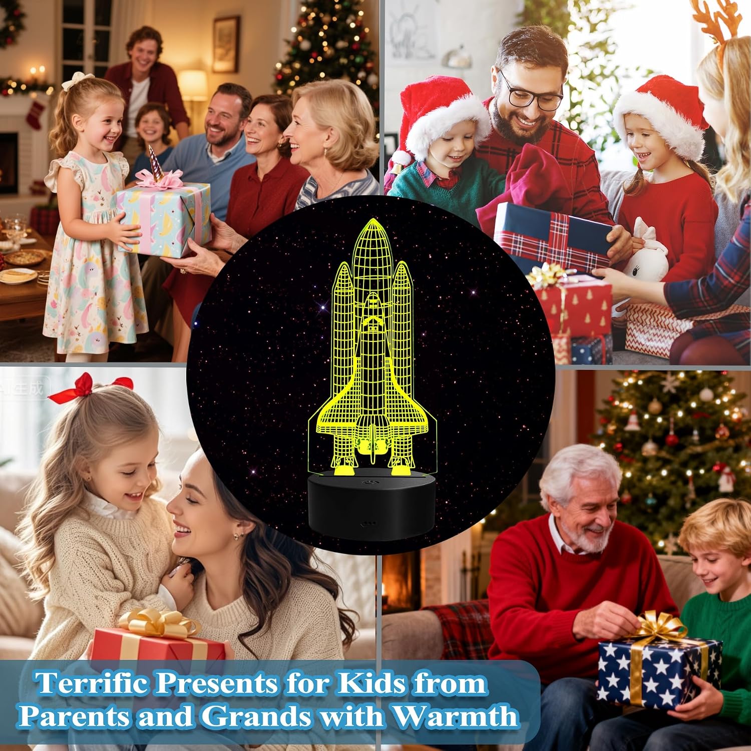 Space Shuttle Lamp, Space Gifts, 3D Night Light with Remote Control, 16 RGB Colors, 4 Flashing Modes, Timer, Dimmable, Rocket Ship Spaceship Decor for Holiday Birthday Christmas