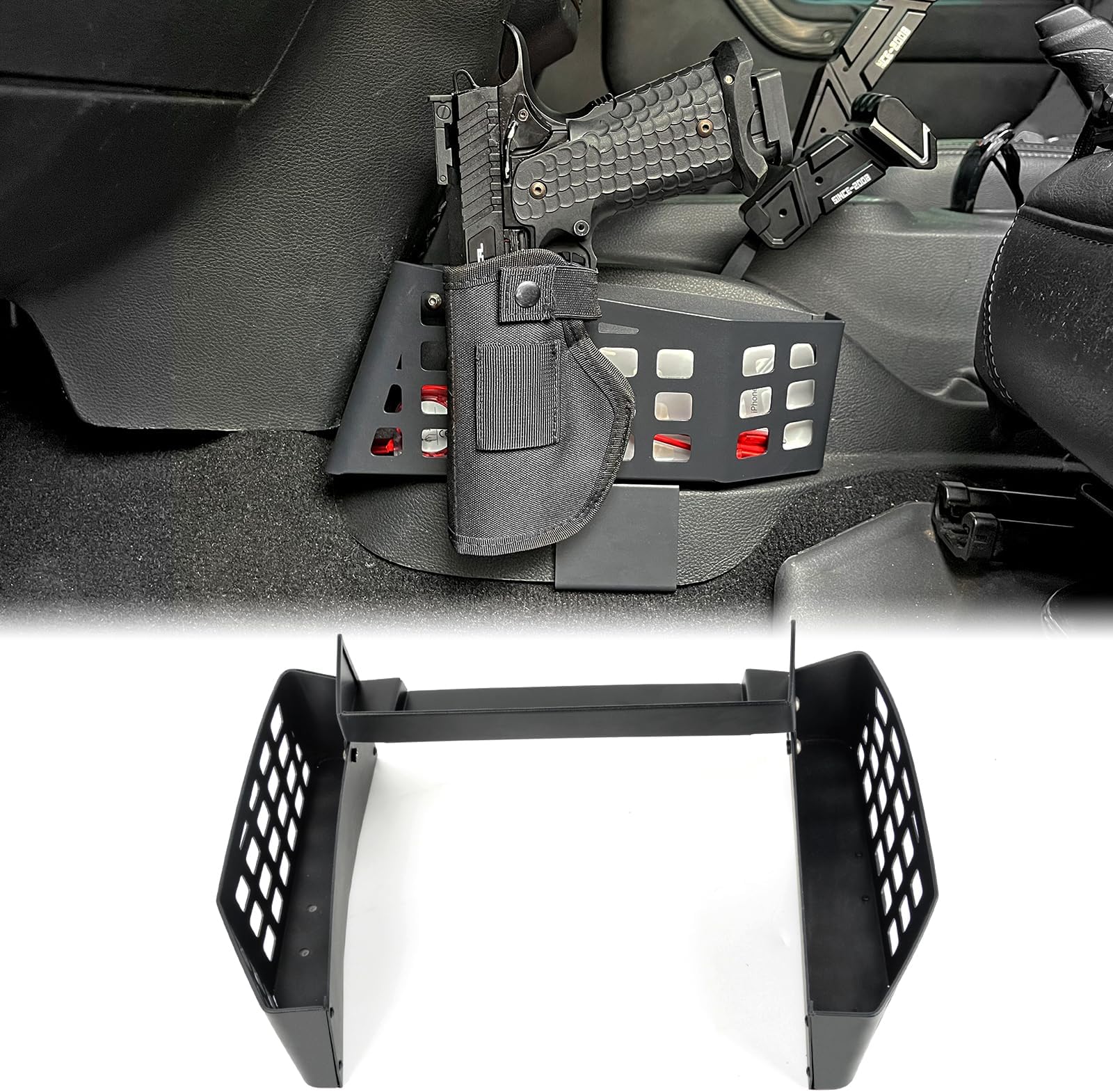 MAIKER Upgrade JK Metal Gear Shift Storage Box Center Console Hanging Box Gear Tray Compatible with 2011-2018 Jeep Wrangler JK JKU 4-door, Tactical Style