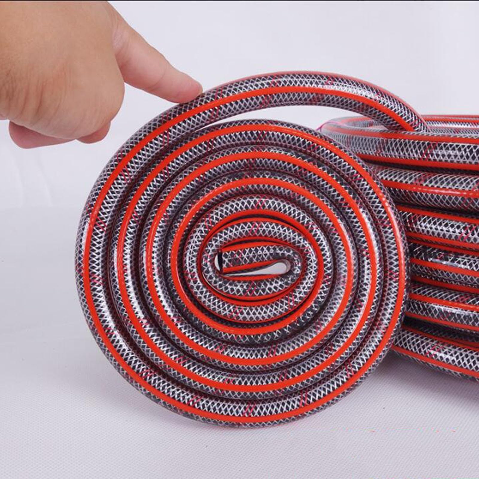 Tuyau d'arrosage haute pression 1/2", enrouleur de tuyau d'arrosage en PVC renforcé anti-pliage, tuyau d'arrosage extérieur, tuyau d'arrosage à 3 couches avec ensemble de connecteurs (couleur : gris