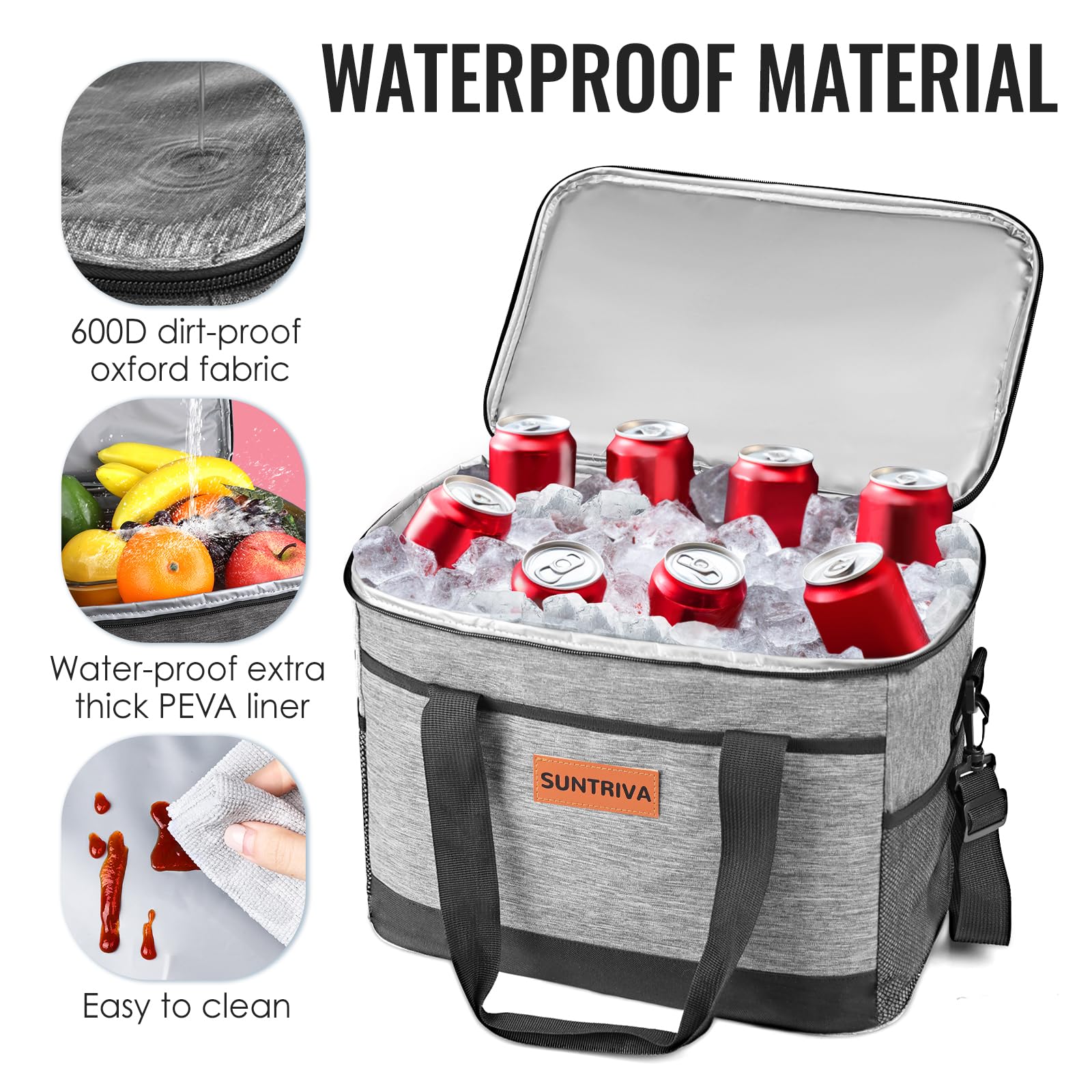 Torba Termiczna Na Lunch 33L Torba Termoizolacyjna Lunch Bag | Wygodny i przenośny wytrzymały regulowany pasek składany dla Kobiet i Mężczyzn, do biura na piknik szkolny, kemping