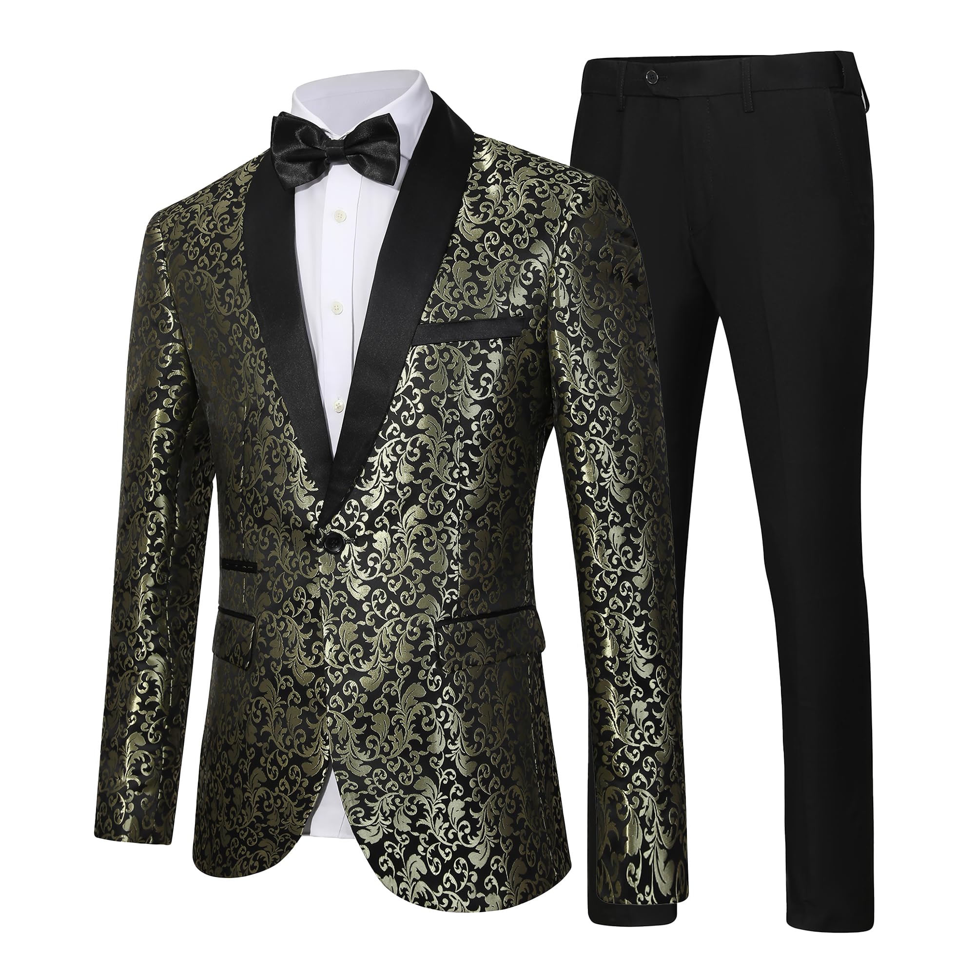 Men Floral Blazer Suit Jacket Dinner Party Prom Wedding Stylish Tuxedo