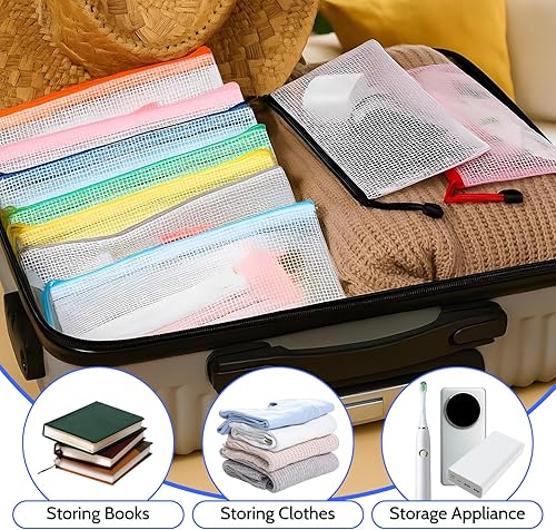 Miniatura 7 de 100 Pcs Mesh Zipper Pouch Bulk, Clear Plastic Pencil Pouches 8.5 x 4.5 Inch Small Waterproof Pencil Case Pouch for Stationary, Cosmetics, Bill,