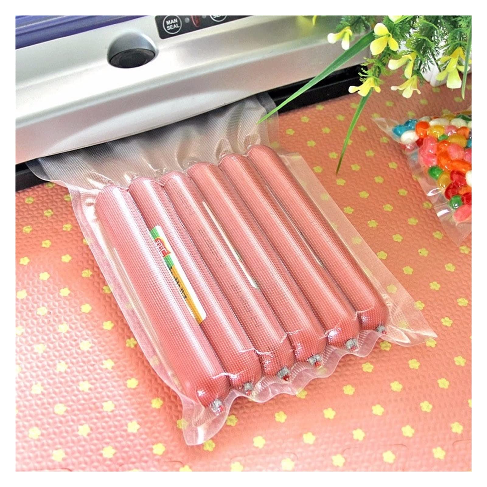 HMTE 100pcs Cuisine Alimentaire Scellant sous Vide Sac sous Vide Économiseur De Nourriture Stockage Emballage sous Vide Sacs Cuisine Accessoires sans BPA (Couleur : 100PCS 20X25) (100pcs 10x15)