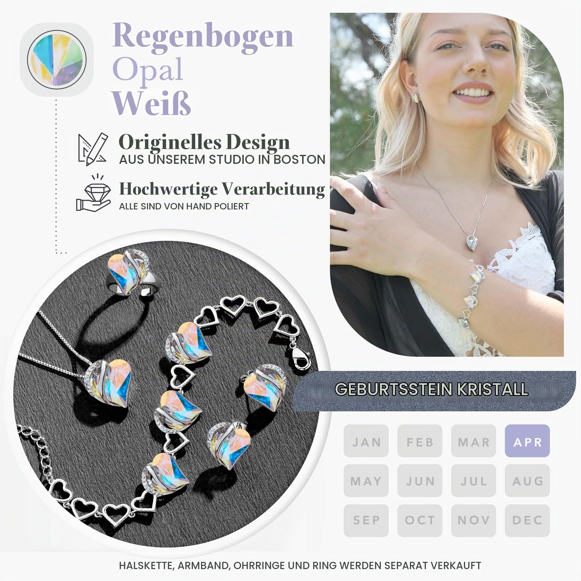 Leafael Muttertag Armband Damen, Infinity Love Herzanhänger Armband mit Geburtsstein, silber, nickelfrei & hautfreundlich, 18+5 cm mit Geschenkbox