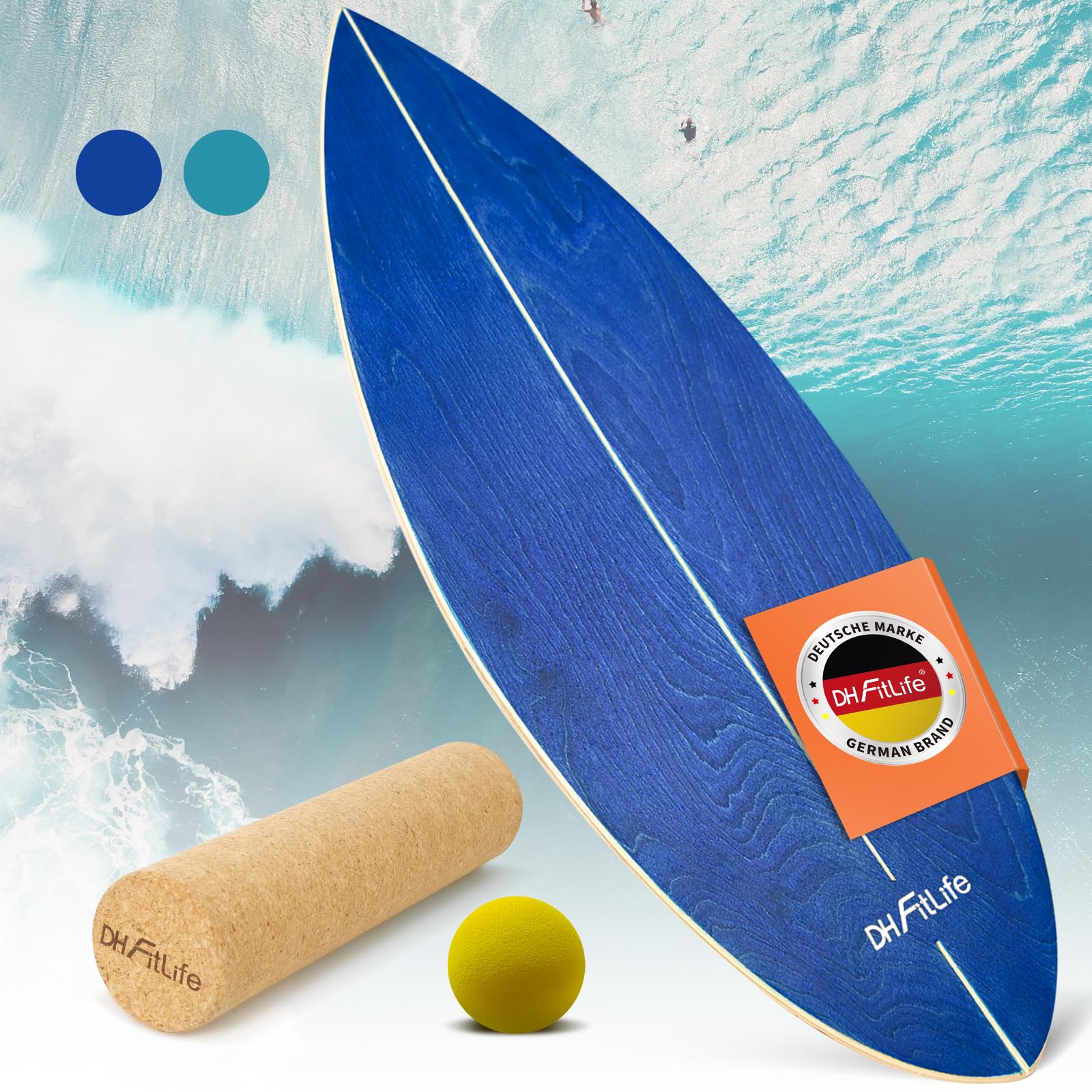 DH FitLife Surfin Balance Board Made of Real Wood, Indoor Surfboard with Rocker Shape, Wobble Board for Children and Adults, Fun & Training at Home-image-14