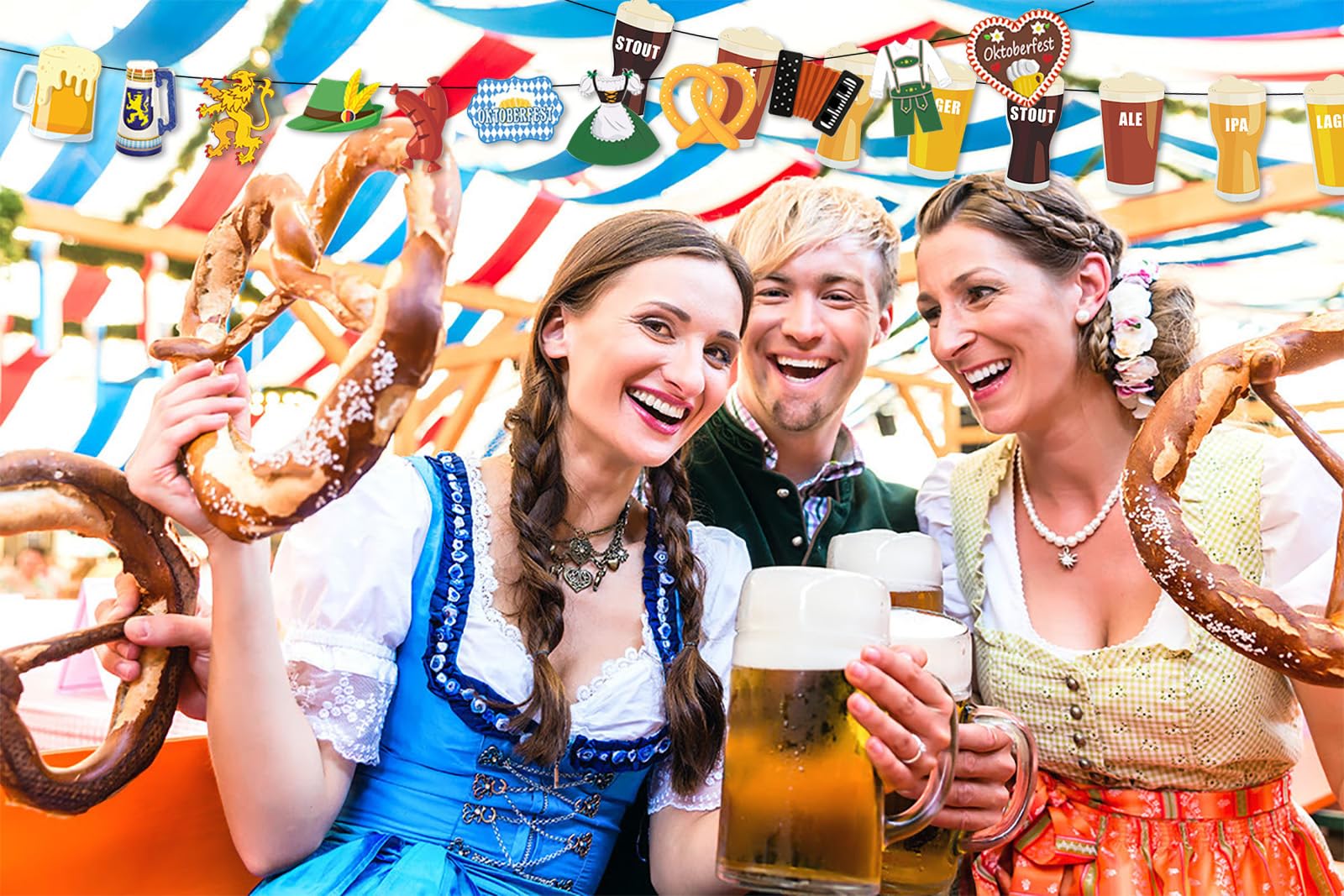 Oktoberfest Decoratie Banner – 180x90cm, Polyester, Met Gezichtsopeningen, Kleurrijk Thema Voor Feestelijke Sfeer