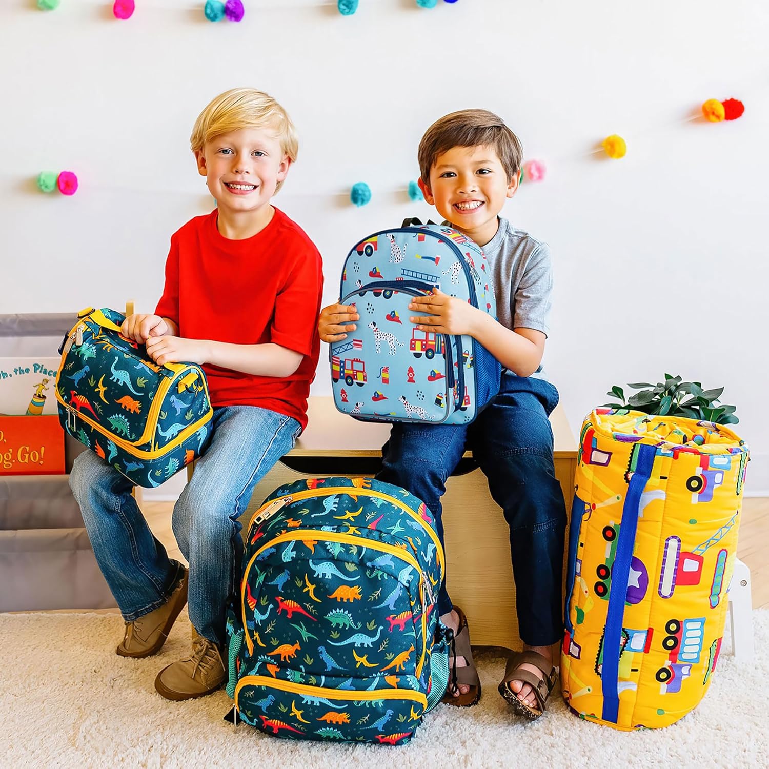Wildkin Kids 12-inch Toddler Backpack – Padded Lightweight School Bag for Daycare, Preschool & Travel, Adjustable Straps & Multiple Pockets, Boys & Girls Ages 3–7 – Firefighters