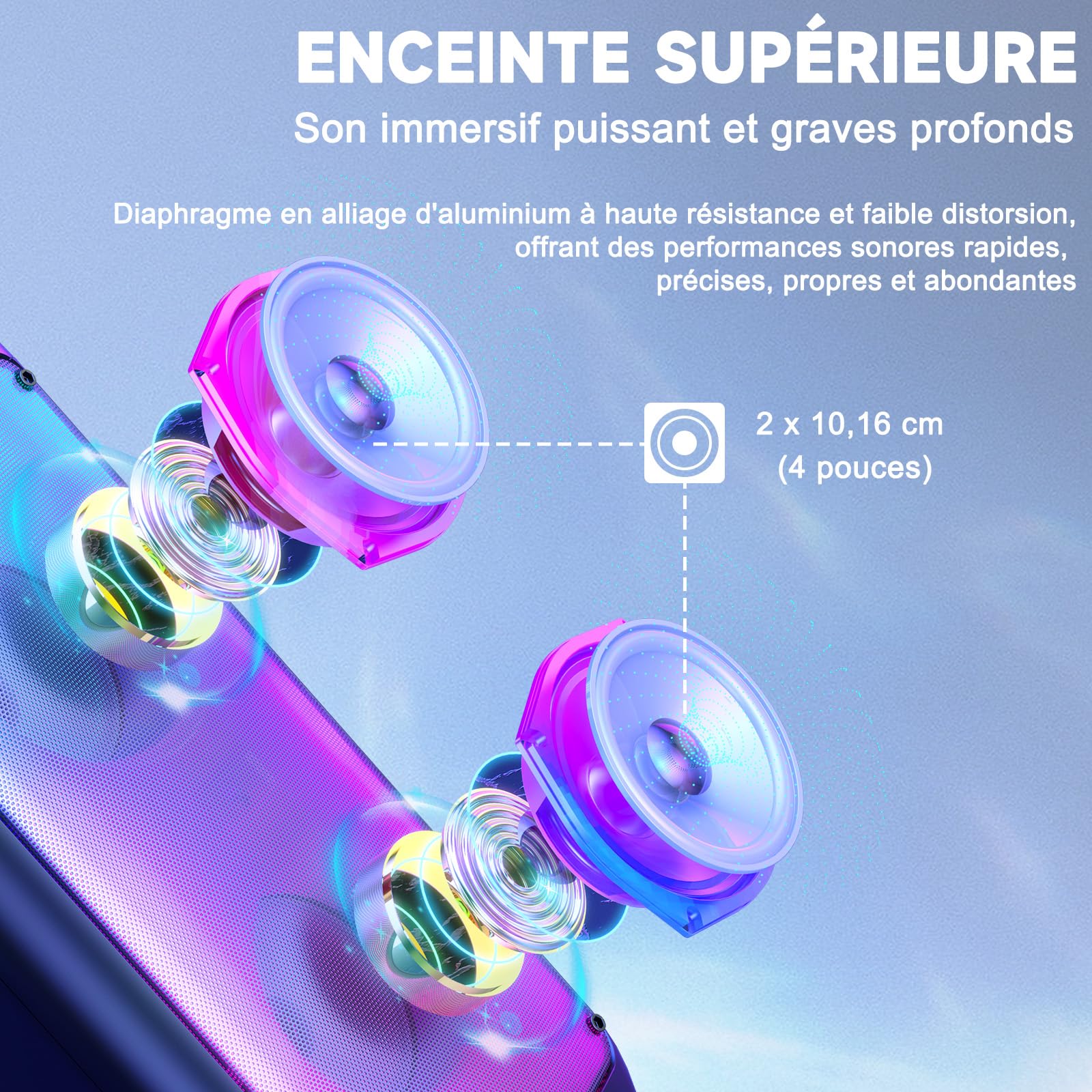 JYX Machine de Karaoké avec 2 Microphones, Karaoke Adulte Bluetooth Portable Éclairage RGB, Équipement de Karaoké pour Les Fêtes d'amis, Les Événements Familiaux, Supporte TF/USB, AUX, FM, REC, TWS