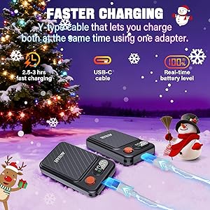 Hand Warmers Rechargeable 2 Pack - Electric Rechargeable Magnetic Hand Warmer with LED Display, 4 Heat Levels, Lanyards, USB, Gift for Men Women Kid, for Golf/Skiing/Camping/Hunting Essentials