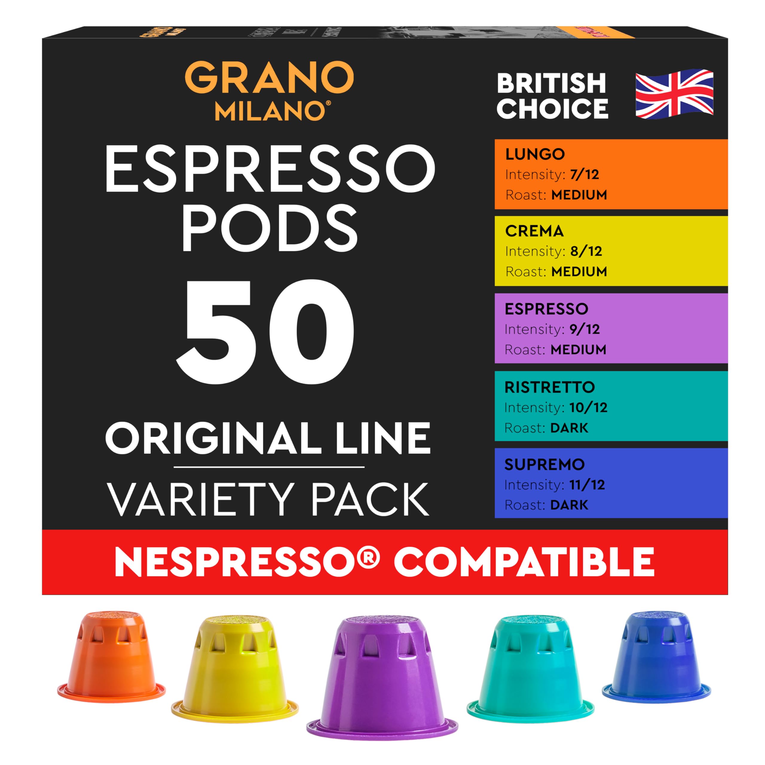 Sponsored Ad – Variety Pack Coffee Capsules - 50 Pods Compatible with Nespresso Original line, Medium and Dark Roast, Espresso Coffee Capsules Made in Italy