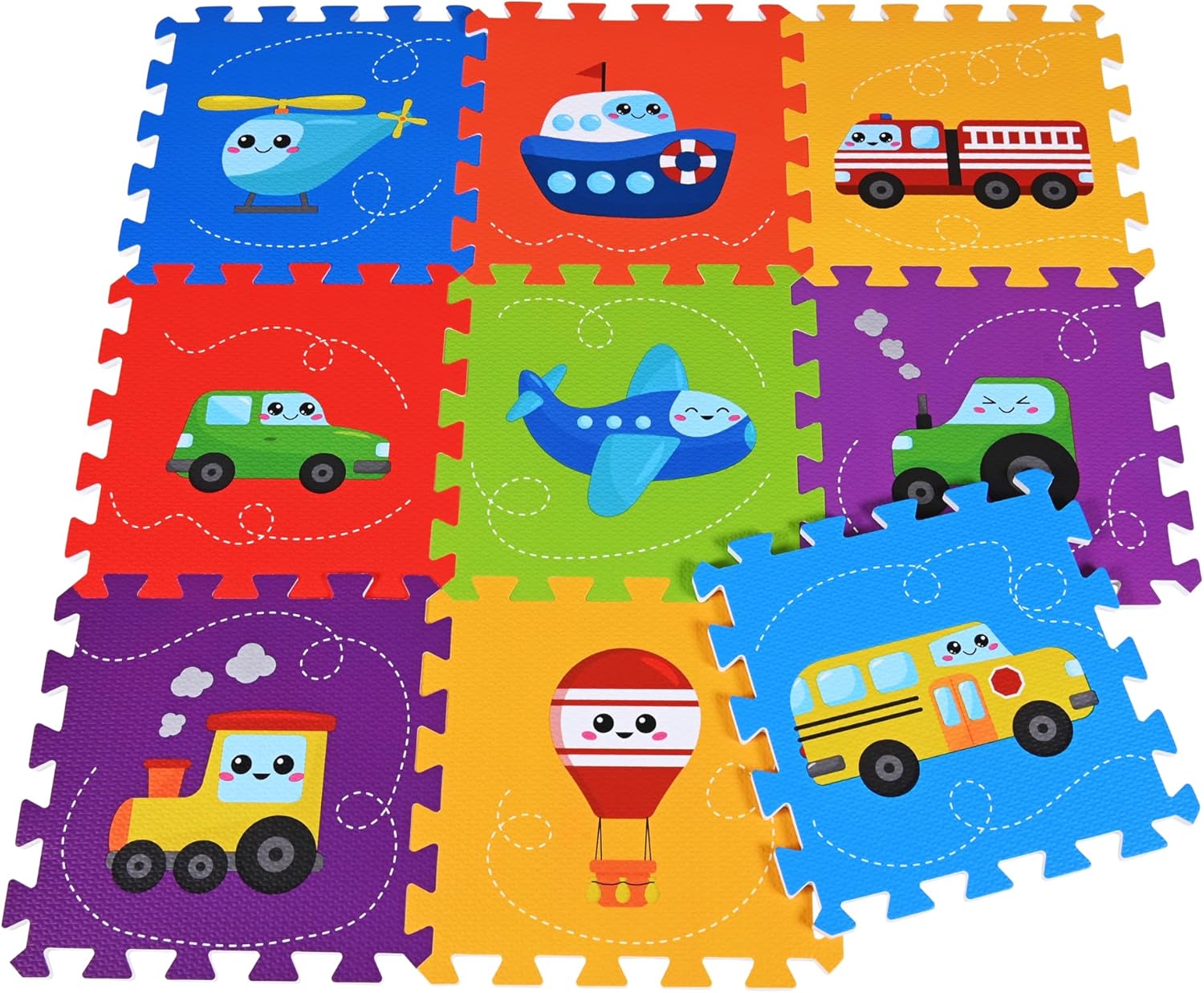 Knorrtoys 21025 Puzzle Mat “Vehicles” 9-Piece Set 30 cm