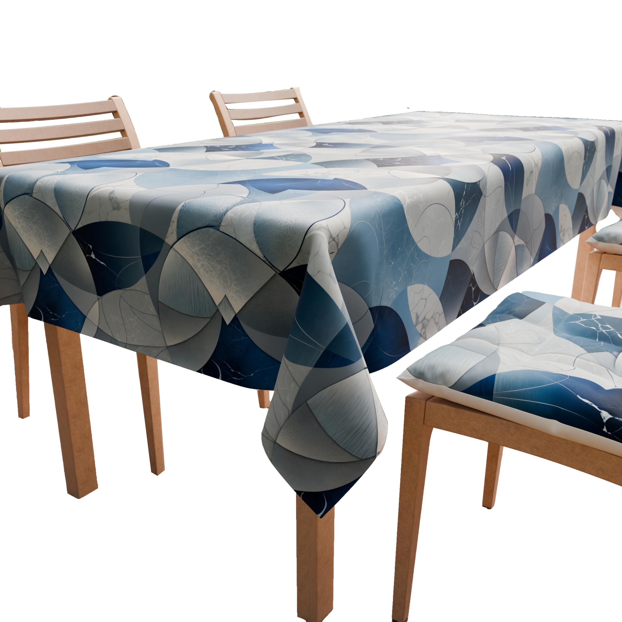 PETTI Artigiani Italiani - Tovaglia da Tavola, Tovaglia Cucina in Microfibra Antimacchia Disegno Cerchio Blu X24 Posti (140x450 cm) 100% Made in Italy
