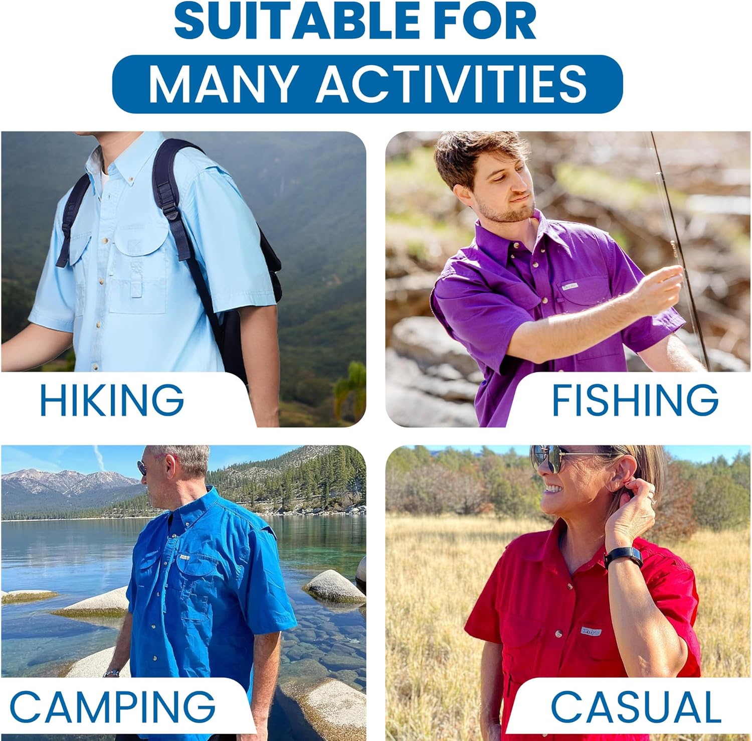 Men's Short Sleeve Fishing Button Down Shirt, Breathable Outdoors Casual Lightweight Shirt - Image 4