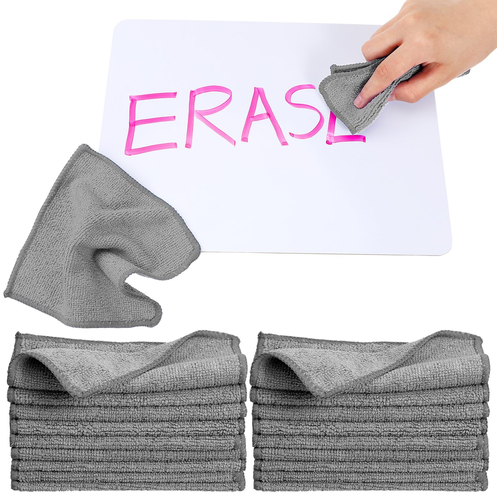 Tanlade Paño de limpieza de microfibra de 6 x 6 pulgadas, trapos de limpieza, toallas de cocina razonables, toallas de microfibra para lavado y borrado en seco (gris, 50 piezas)