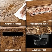 Vista 7 de Tangkula Patiojoy - Juego de 2 mesas para fogata de propano para exteriores, 48 pulgadas, rústica, 50,000 BTU, mesa rectangular de gas con mesa