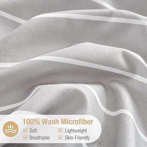 Miniatura 152 de Lekesky Juego de funda de edredón tamaño King, de microfibra suave, bohemio, azteca, azul, bohemio, con cierre de cremallera, lazos en las esquinas