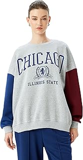 سويت شيرت للنساء كبير الحجم بقصة فضفاضة من كوتون