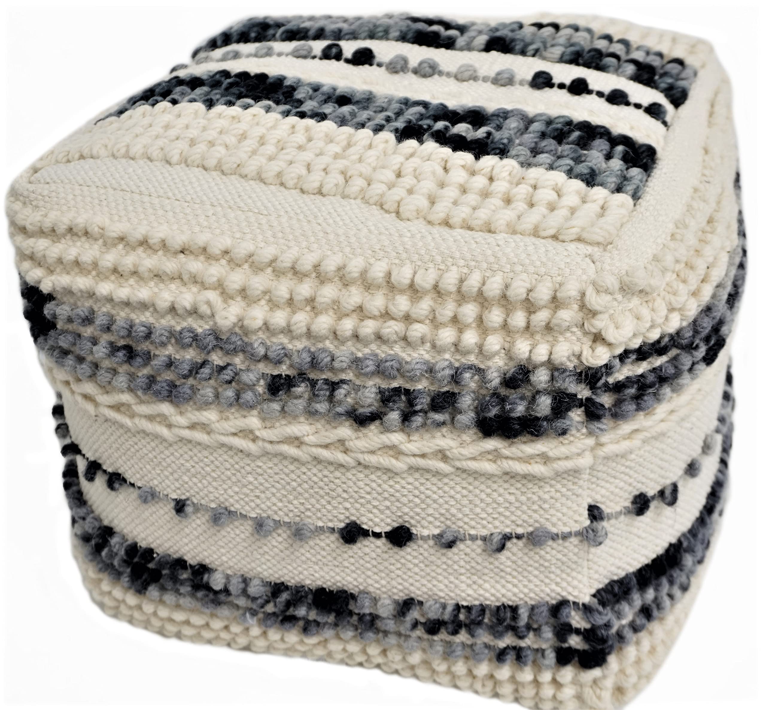 Home&Manor Wool Cotton Eugene Pouf-picture-15
