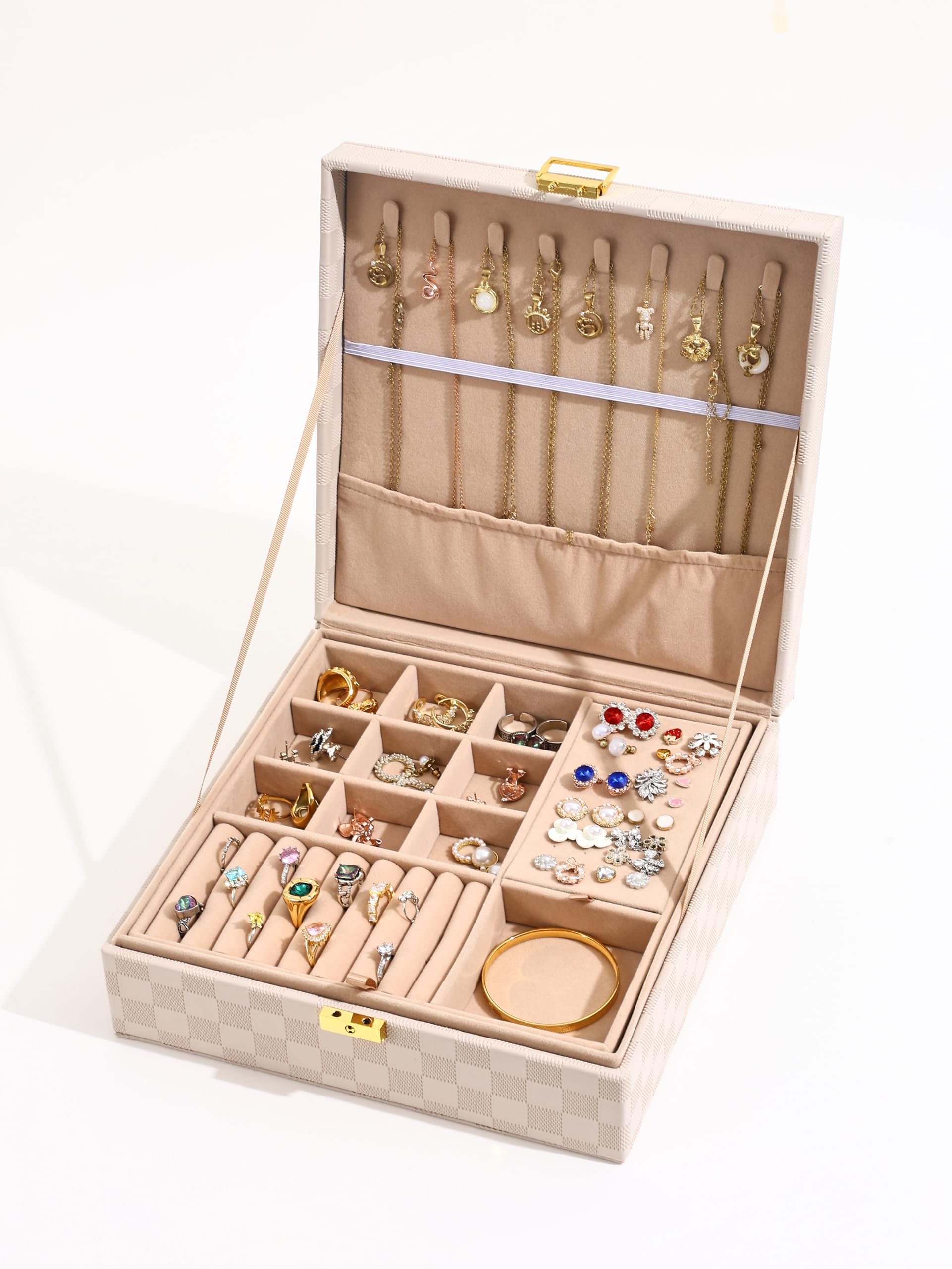Boîte à bijoux à carreaux Granbest sur la coiffeuse pour sublimer votre routine