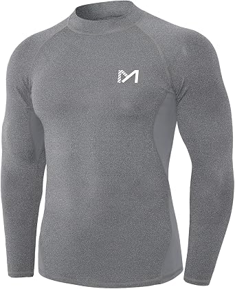 MEETYOO Men s Compression Base Layer, Men Top Long Sleeve T-Shirt Sports Gear Fitness Tights for Running Gym Workout