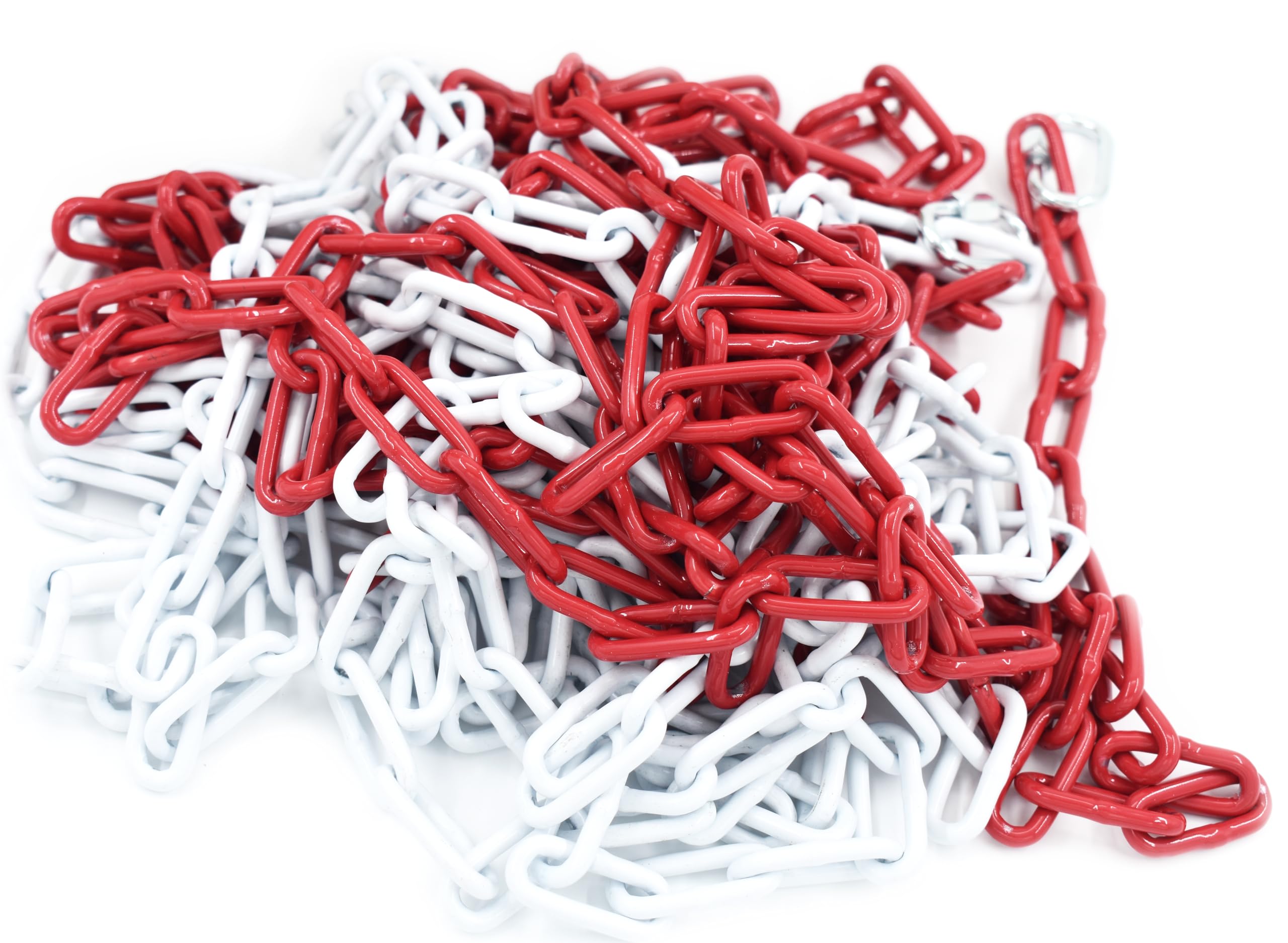 Catena di chiusura in metallo rosso, bianco, 10 metri, diametro 4 mm, con 2 chiusure a maglie