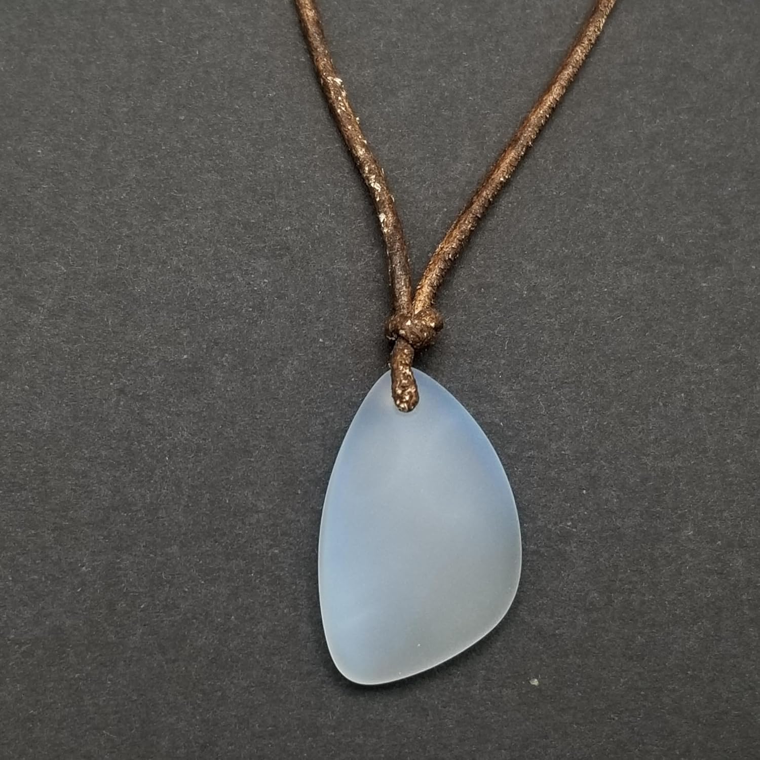 Handmade leather cord puff sea glass necklace, Minimalist Design unisex jewelry, (Hawaii Gift Wrapped, Customizable Gift Message)…