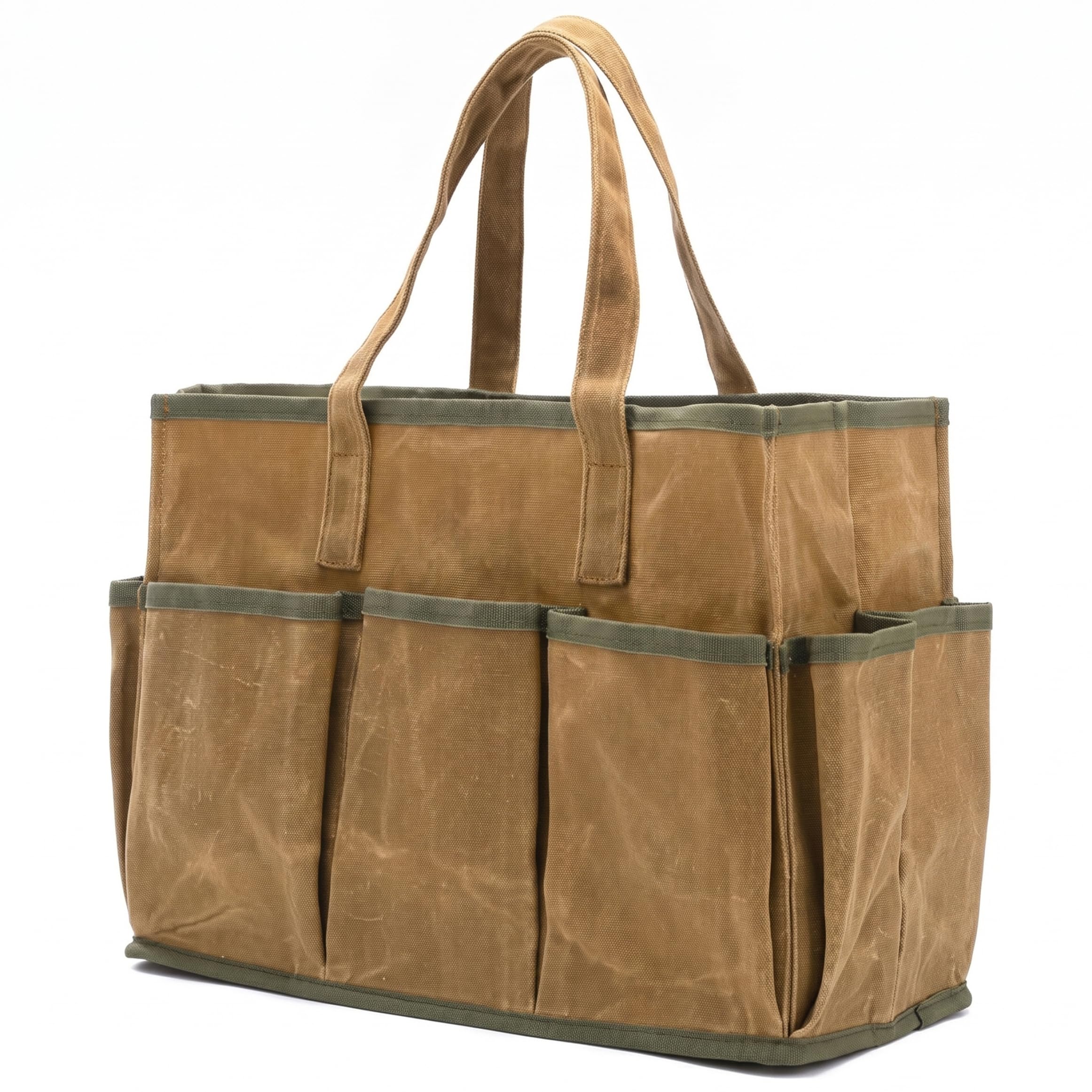 Sac à outils de jardinage kaki 17 pouces en toile robuste à poches