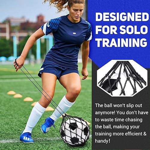 Miniatura 5 de TOBWOLF 2 unidades de entrenamiento de fútbol, red de entrenamiento de retorno de fútbol para pelota de tamaño 3, 4, 5, manos libres, ayuda de