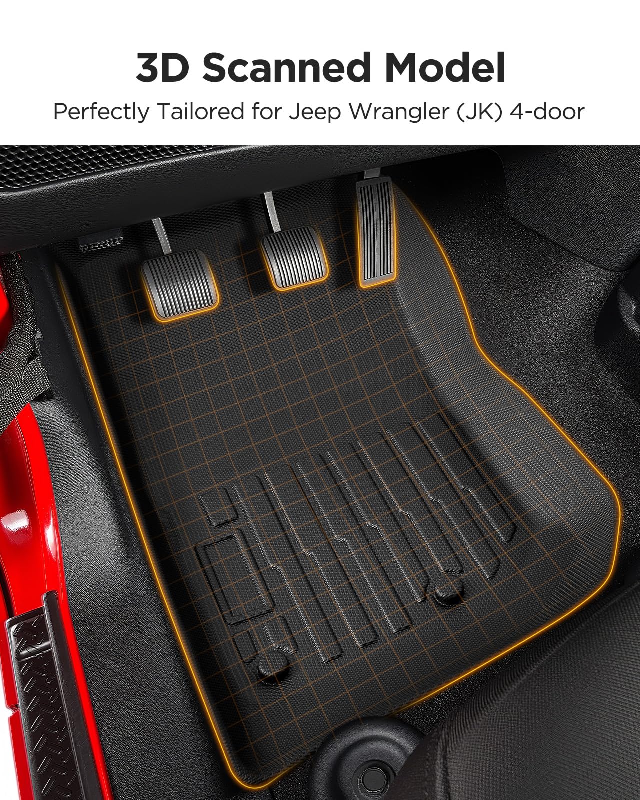 Car Floor Mats for Jeep Wrangler JK Unlimited 2007 2018 4-Door NOT for JL 2-Door Custom Fit for — view 4