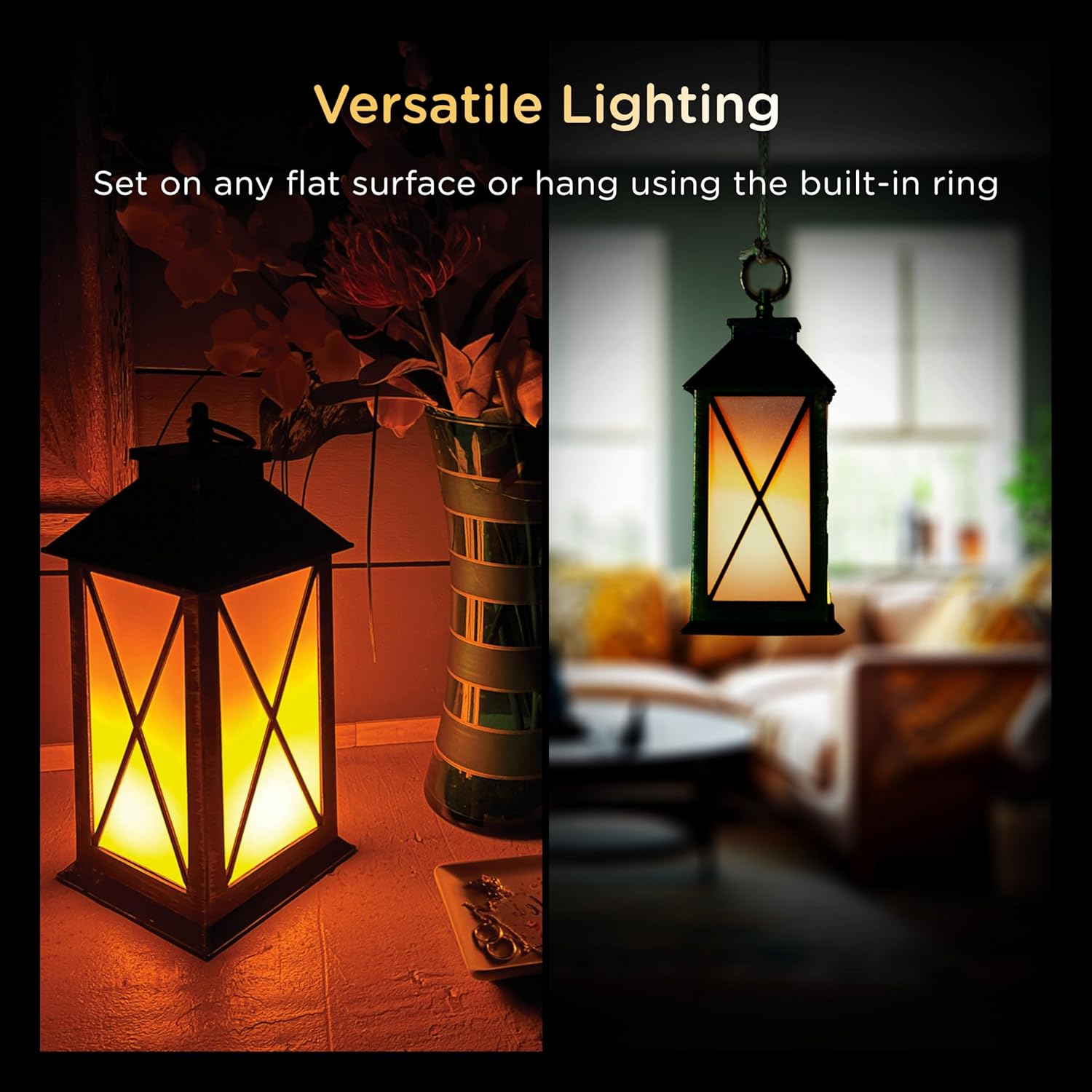 Enbrighten Basics Flameless Candle LED Lantern, Battery Operated, Warm Color, with Timer, Great for Indoor Decor, Bedroom, Kitchen, Living Room 76653