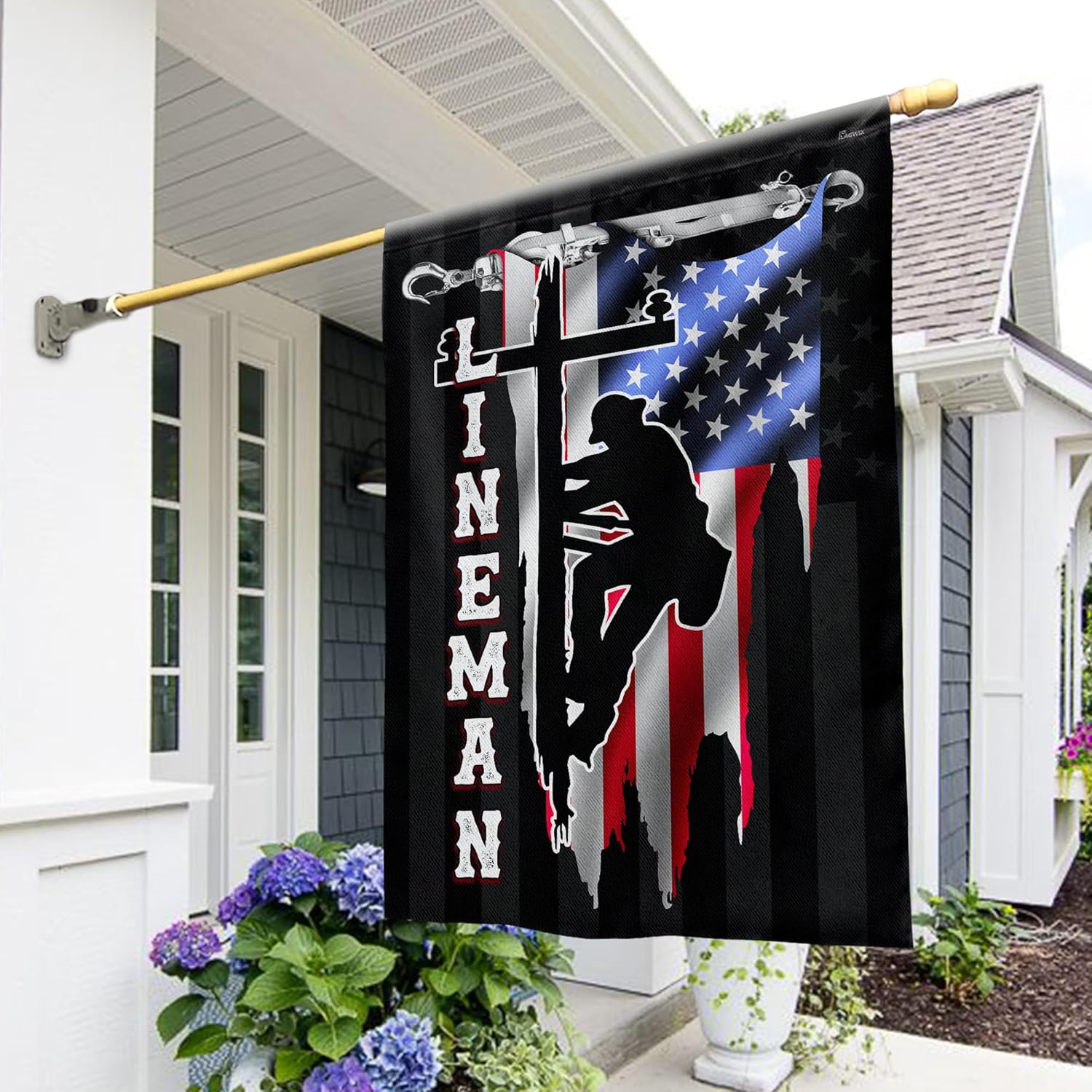 FLAGWIX American Flags - Lineman Flag MLH896F, House Flag (29.5" x 39.5") - Lineman Decorations, USA House Garden Flags Premium Polyester - Decorative Outdoor Flags