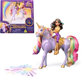 Unicorn Academy Sophia & Light Magic Wildstar Unicorn Toy with Rainbow Lights, Poseable Doll, Riding Accessories - Netflix Inspired Girls 4+