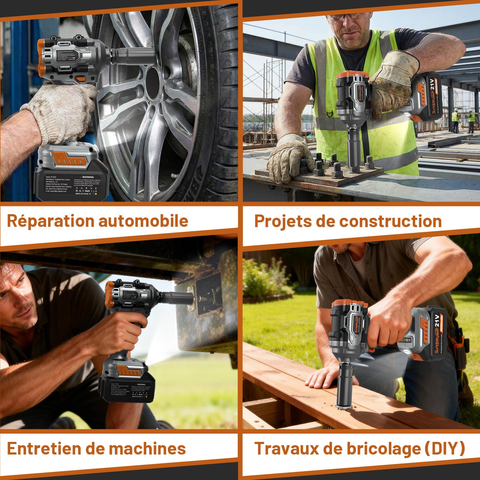Clé à Choc Sans Fil 1000 Nm, Boulonneuse à Choc Électrique 21V avec 2 Batteries 4.0Ah et 6 Douilles, Moteur Brushless, pour Démontage de Roues, Mécanique Auto et Bricolage
