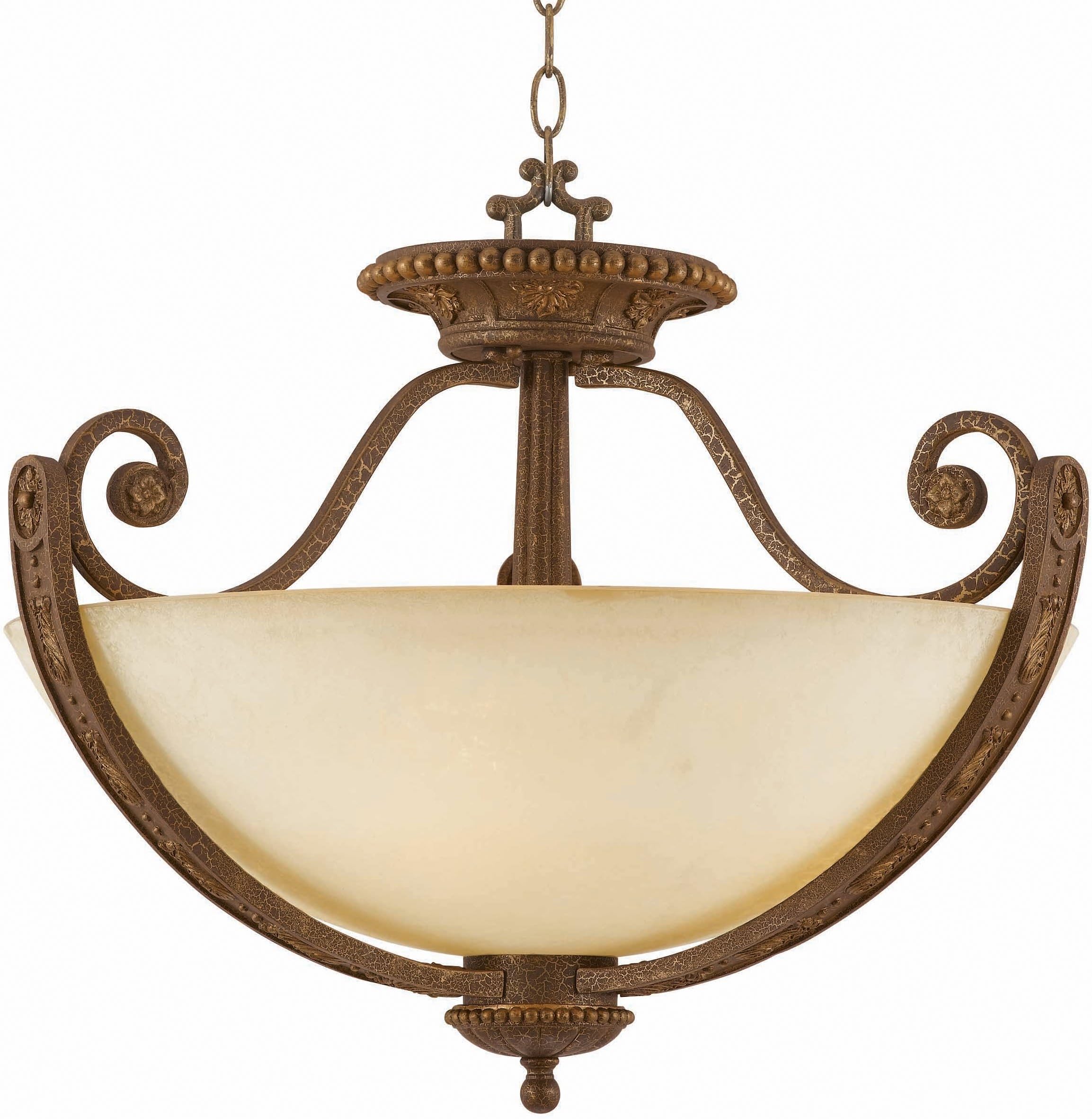 31121-25 Ambassador Collection 4-Light Convertible Fixture, Moroccan Bronze Finish with Cognac Italian Scavo Glass