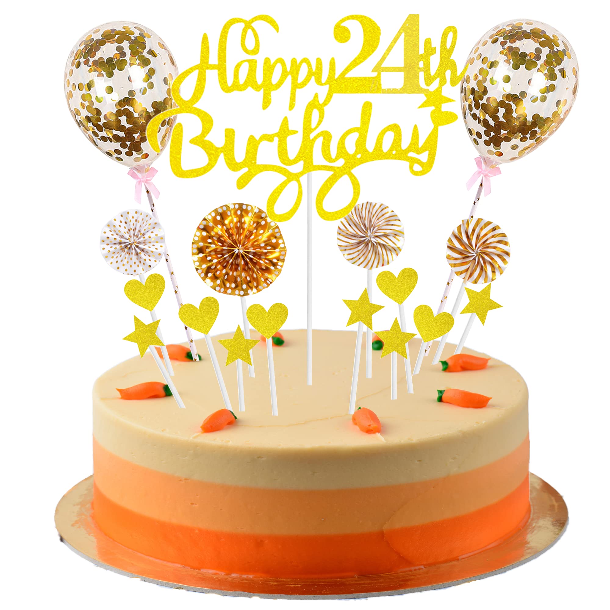 Cake Decoration 24th Birthday Decoration Cake Topper 24th Cake Decoration 24th Birthday Man Happy Birthday 24 Cake Decoration 24th Woman Man Cake Decoration 24th Birthday Woman Gold Cake Decoration 24