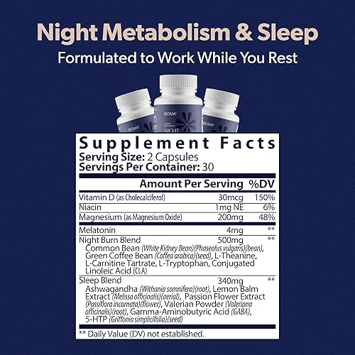 Miniatura 6 de BIOMA Metabolismo nocturno y sueño apoya la digestión, el metabolismo energético y el sueño reparador con melatonina, vitamina D, magnesio y más -