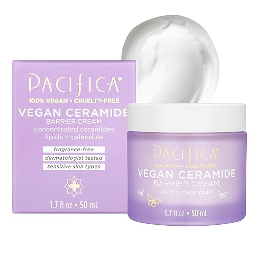 Pacifica Beauty, Vegan Ceramide Barrier Restore Cream, Daily Facial Repair Moisturizing Cream, Skincare, Moisturizer, Ecezma Association Approved, Safe for Sensitive Skin, Fragrance Free, Vegan