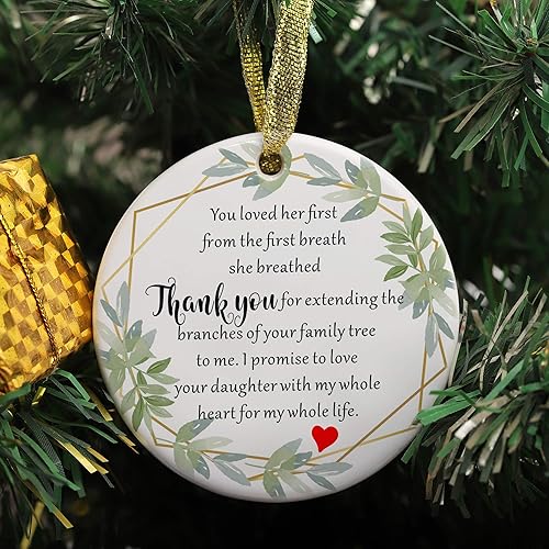 Miniatura 2 de Ornamento de cerámica impreso de dos lados, de Navidad, para el hogar, regalo de novia, novio, adorno de Navidad para la abuela