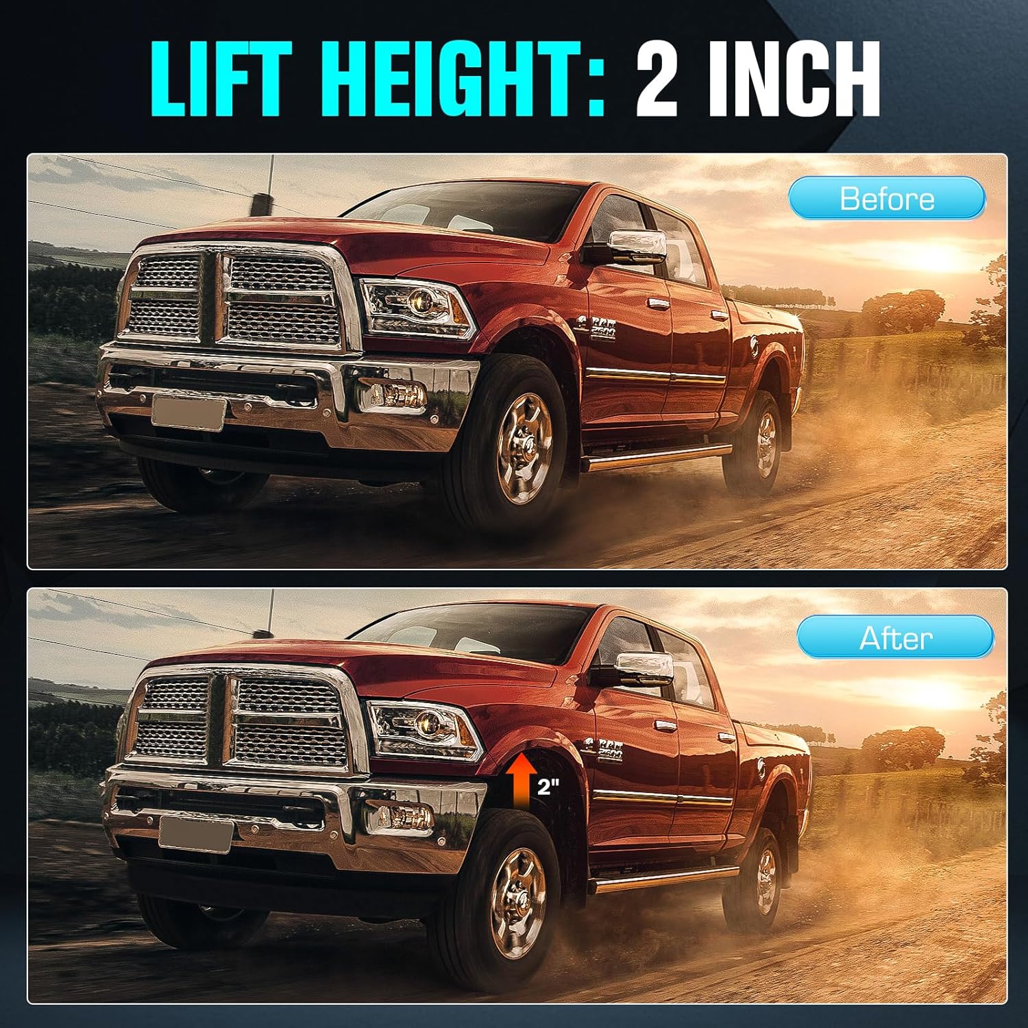 2" Front Leveling Lift Kits for 2007-2022 Chevy Silverado 1500/GMC Sierra 1500, Front Strut Spacers Raise 2 Inch for Chevy Avalanche Suburban 1500 Tahoe Yukon XL 1500