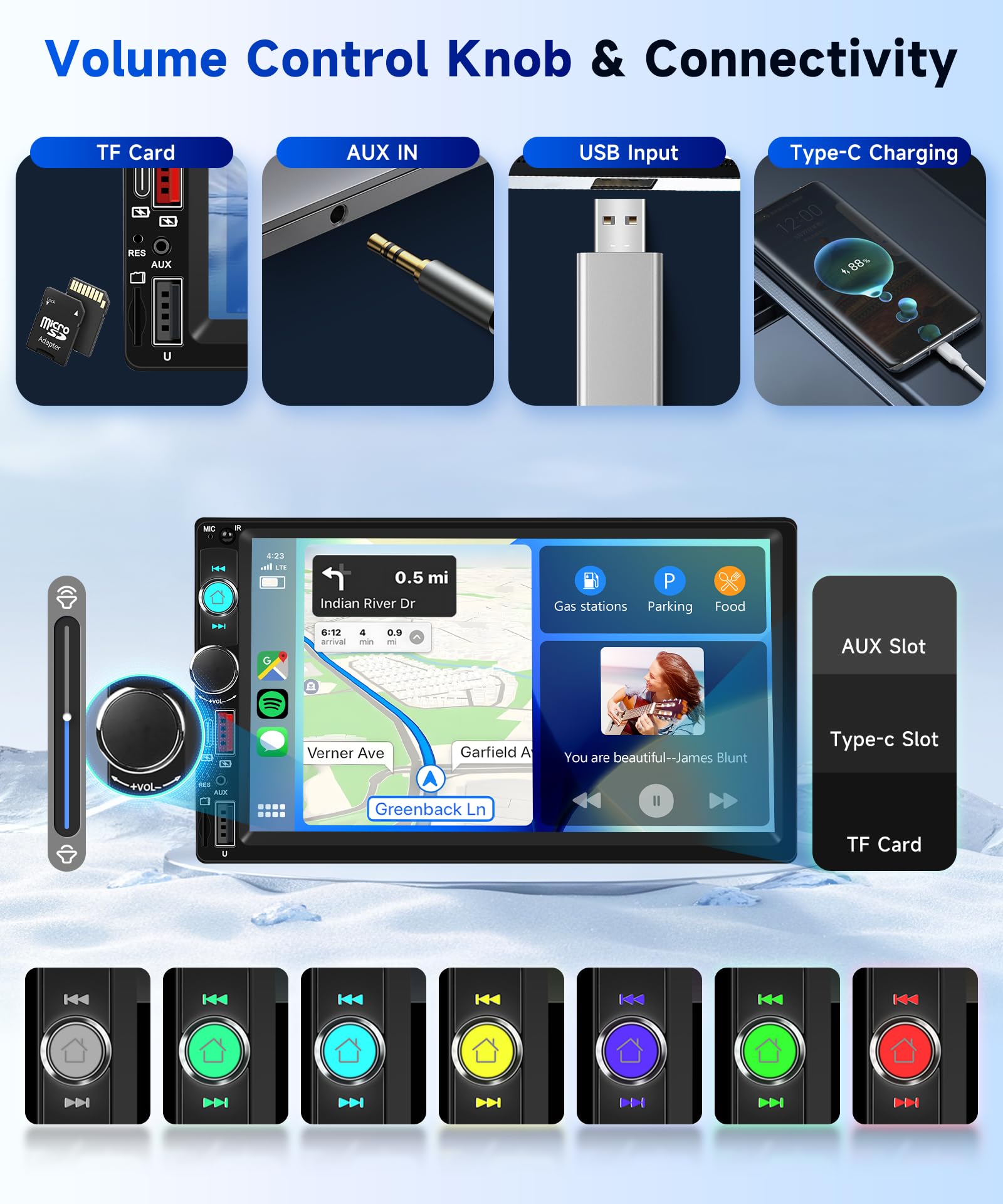 Hodozzy Dab+/Dab Autoradio 2 din Carplay sans Fil Android Auto avec Écran de 7 Pouces, Poste Radio Voiture Bluetooth Ecran Tactile avec Sortie Vidéo/RDS/FM/USB/AUX/TF+Caméra de Recul