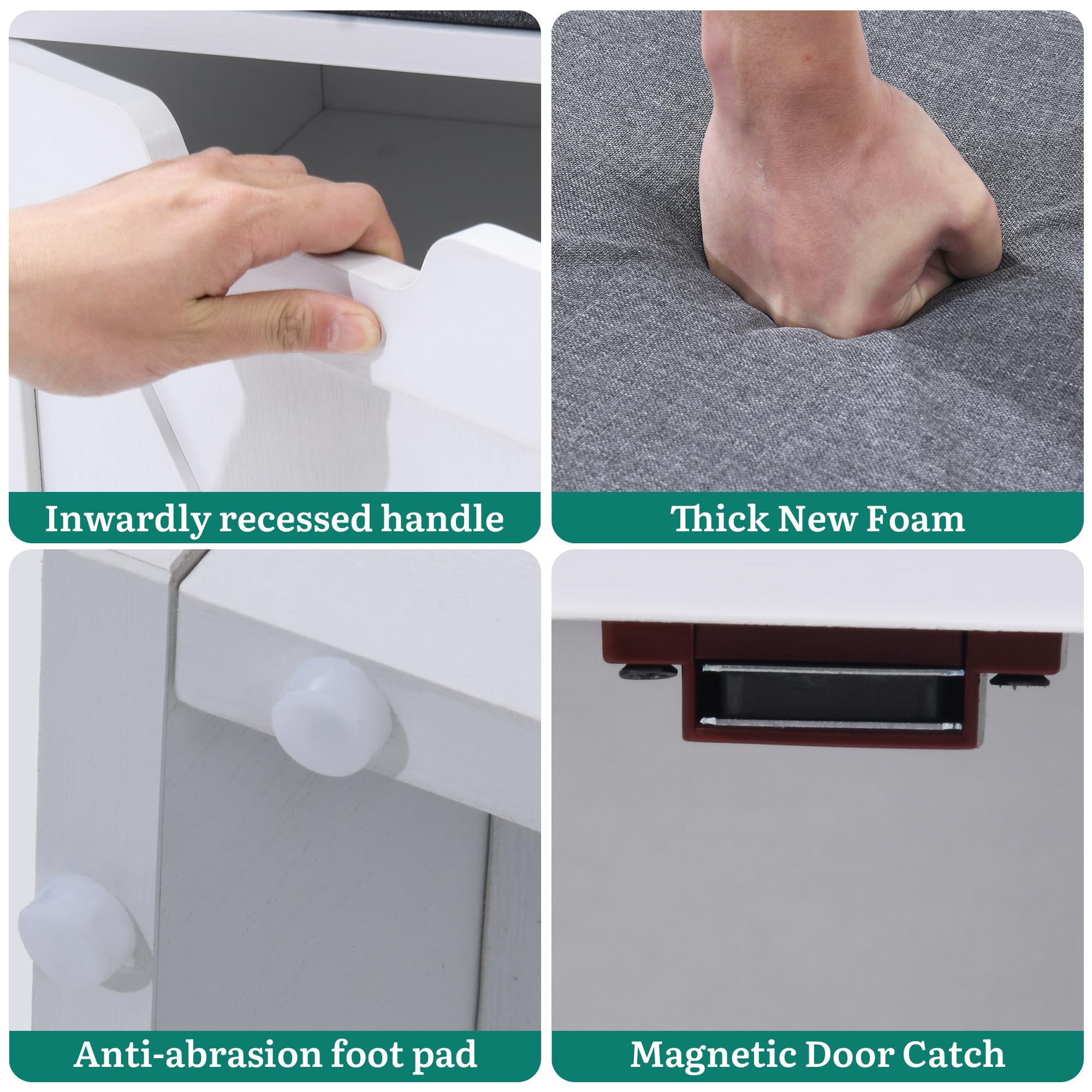 YITAHOME Panca Scarpiera da Ingresso, Scarpiera Ingresso con Sedia Rimborsata e Cuscino, Doppia Porta scarpieras di Stoccaggio con Armadi Laterali, Panca Portascarpe, 105 x 37 x 65,5 cm, Bianco