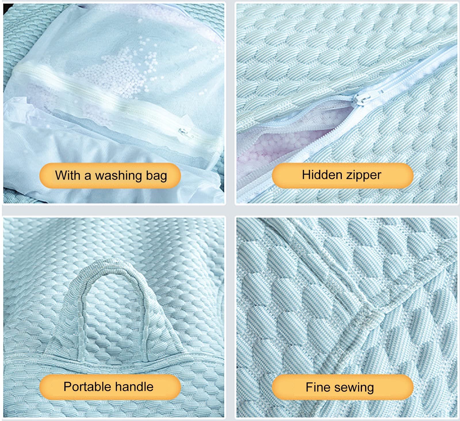 Funda para puf (sin Relleno) para niños y Adultos, Lavable, de Fibra de Seda de Hielo de Primera Calidad, Color Azul Hielo, 90 x 110 cm.