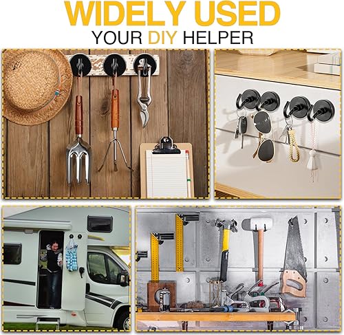 Vista 20 de DIYMAG - Ganchos magnéticos fuertes y resistentes, 25 libras de capacidad, para crucero, aula, refrigerador, cabañas, parrilla, cocina, garaje, Plata